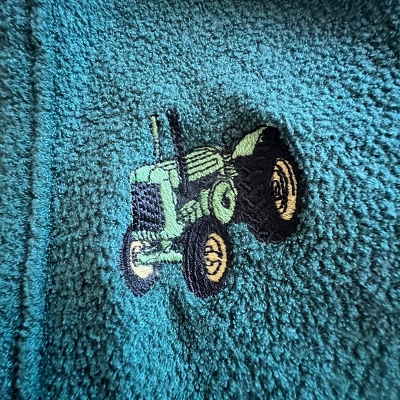 Simply‎ Basic Kids Bath Robe S 6/7 Green Tractor Embroidered Bedtime Lounging - Picture 5 of 10